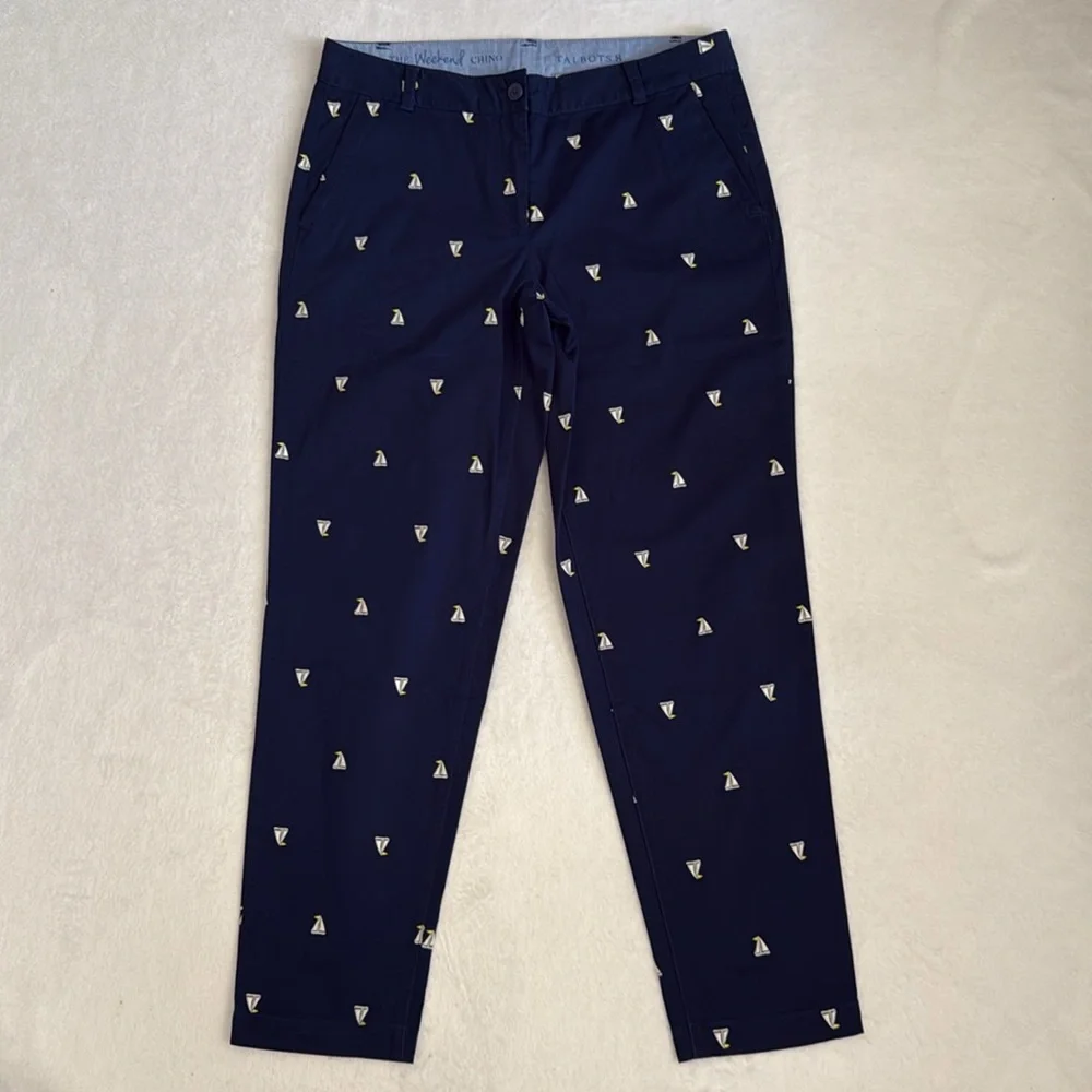 Talbots | The Weekend Chino Embroidered Sailboat Cropped Pants Blue (8) - Picture 14 of 15